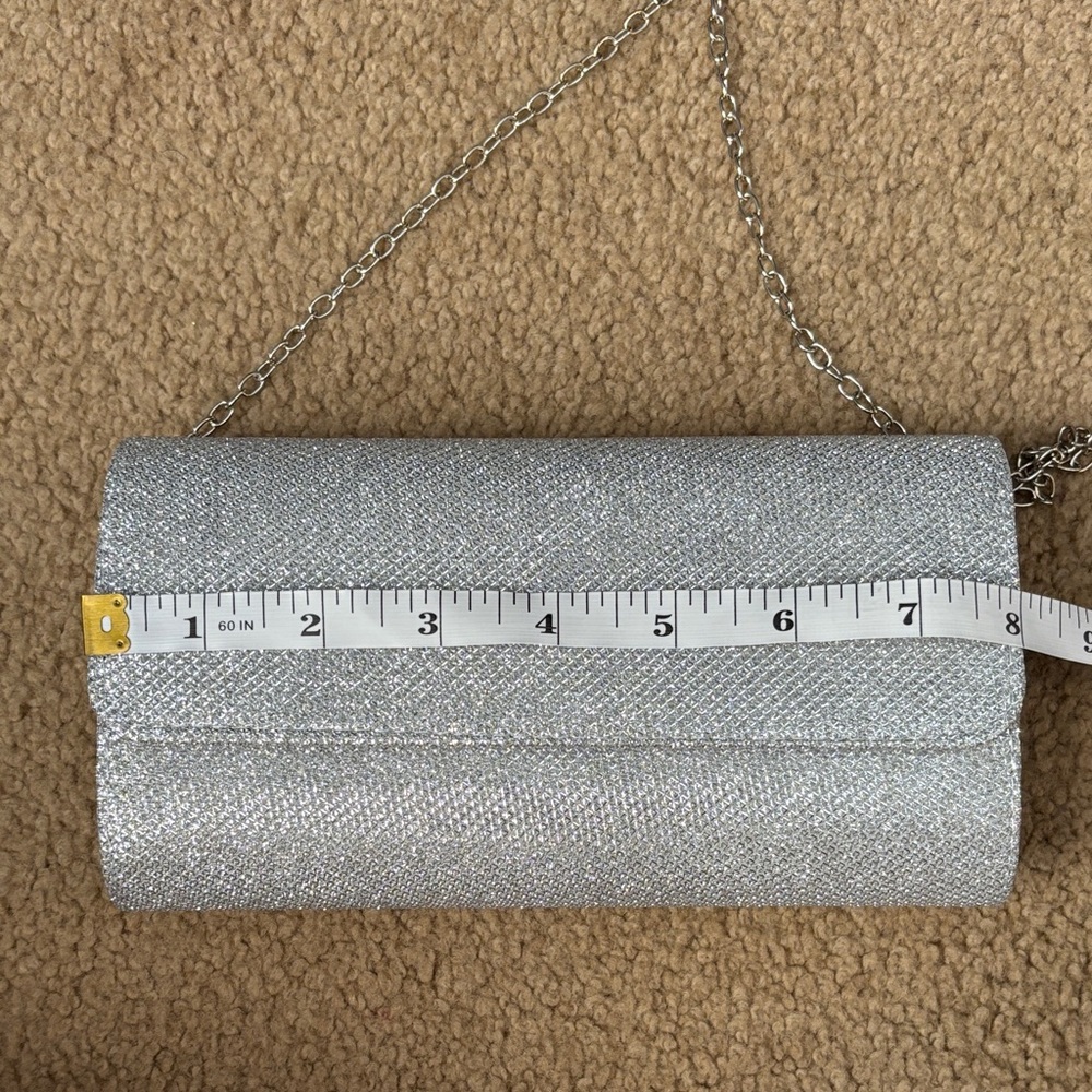 NWT Silver Sparkly Clutch w/ Silver Chain Strap - Picture 11 of 13